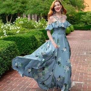 Trashy Diva French Blue Rose Off-The-Shoulder Dress